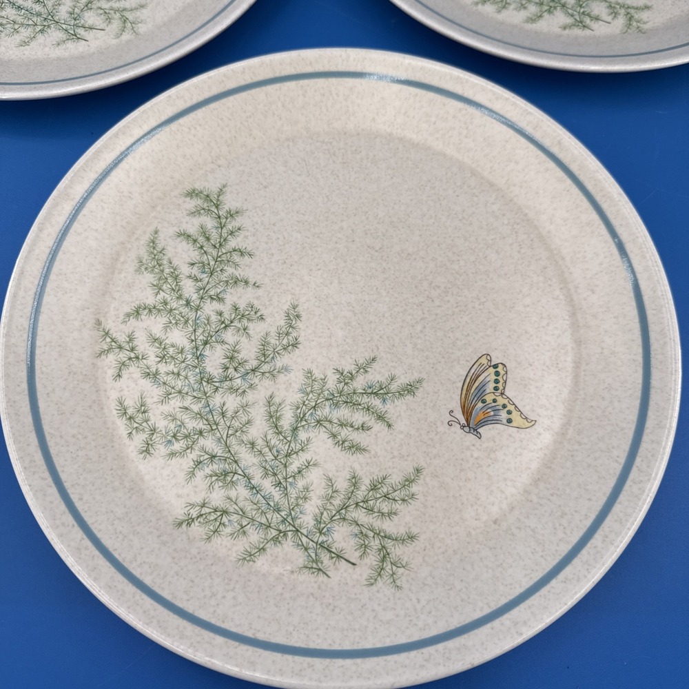 3 Lenox USA Temper-ware Fancy Free 10-1/4" Dinner Plates Set Butterfly Foliage